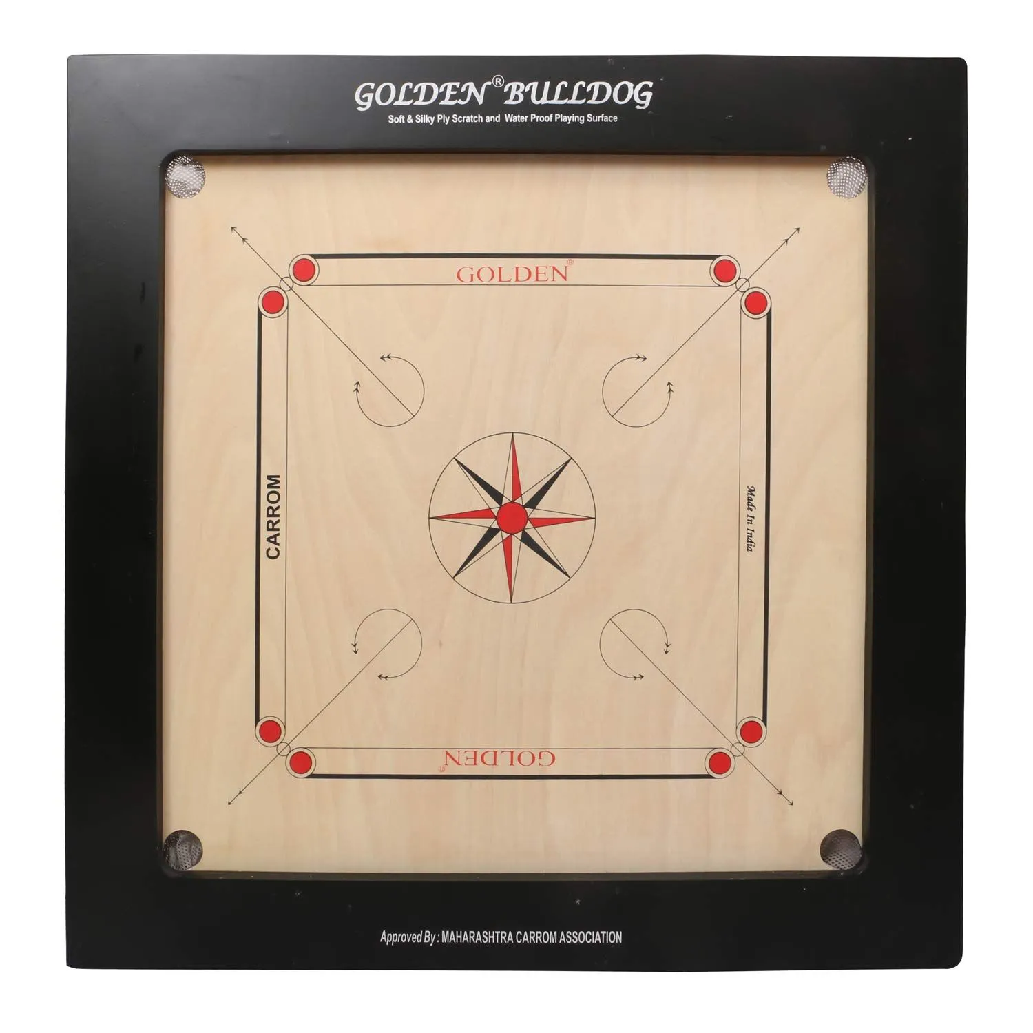 KD Sports Golden Carrom Board Game Board Jumbo Ply Wood Board With Coin, Striker & Cover, Aicf Approved