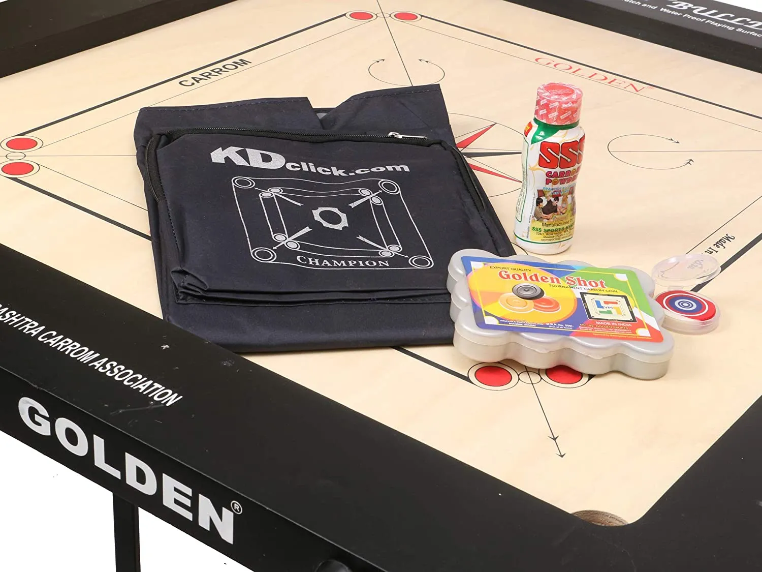 KD Sports Golden Carrom Board Game Board Jumbo Ply Wood Board With Coin, Striker & Cover, Aicf Approved - Image 11