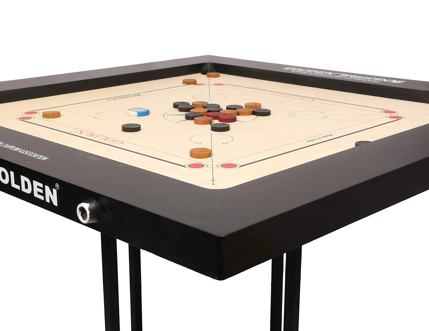 KD Sports Golden Carrom Board Game Board Jumbo Ply Wood Board With Coin, Striker & Cover, Aicf Approved - Image 8
