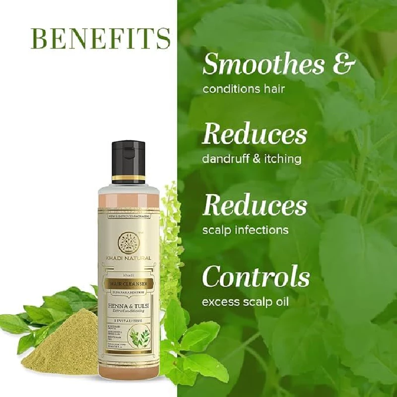 Khadi Natural Heena & Tulsi Extra Conditioning Herbal Hair Shampoo - Image 2