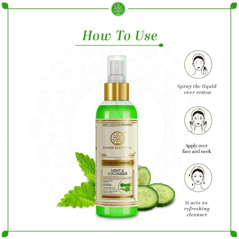 Khadi Natural Mint and Cucumber Herbal Face Freshner Spray Instant Skin Booster - Image 6