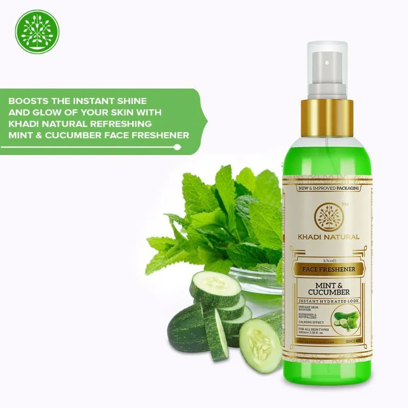 Khadi Natural Mint and Cucumber Herbal Face Freshner Spray Instant Skin Booster - Image 7