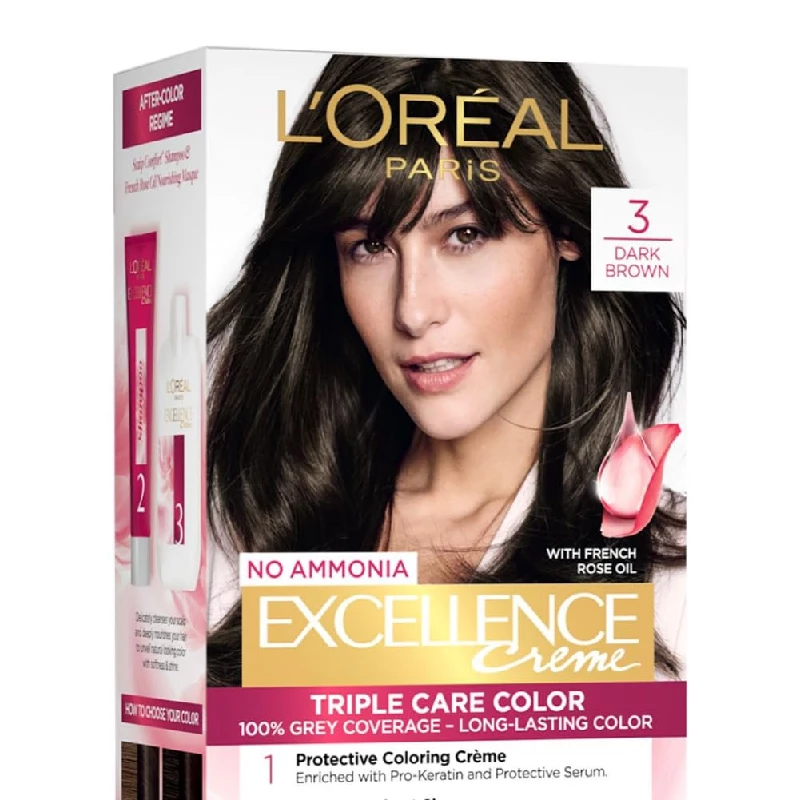 Loreal Paris Excellence Creme Hair Color 3 Dark Brown Loreal Paris Excellence Creme Hair Color 3 Dark Brown-Pack Size-172 g