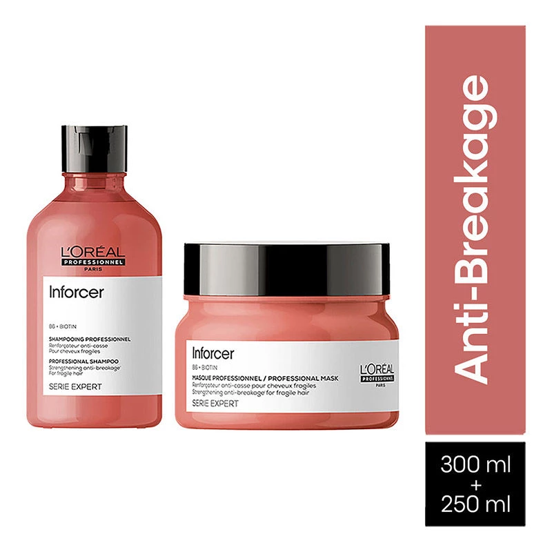 Loreal Professionnel Inforcer Strengthening Shampoo & Hair Mask Loreal Professionnel Inforcer Strengthening Shampoo & Hair Mask-Pack Size-550 ml