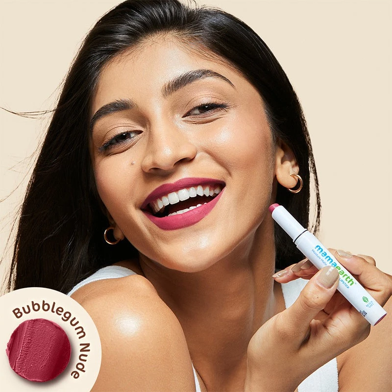 Mamaearth Moisture Matte Longstay Lipstick-Bubblegum Nude - Image 2