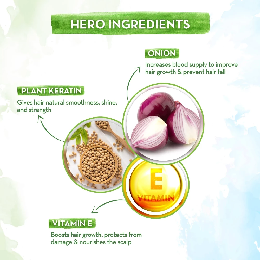 Mamaearth Onion Shampoo for Hair Growth & Hair Fall Control with Onion & Plant Keratin - Image 3