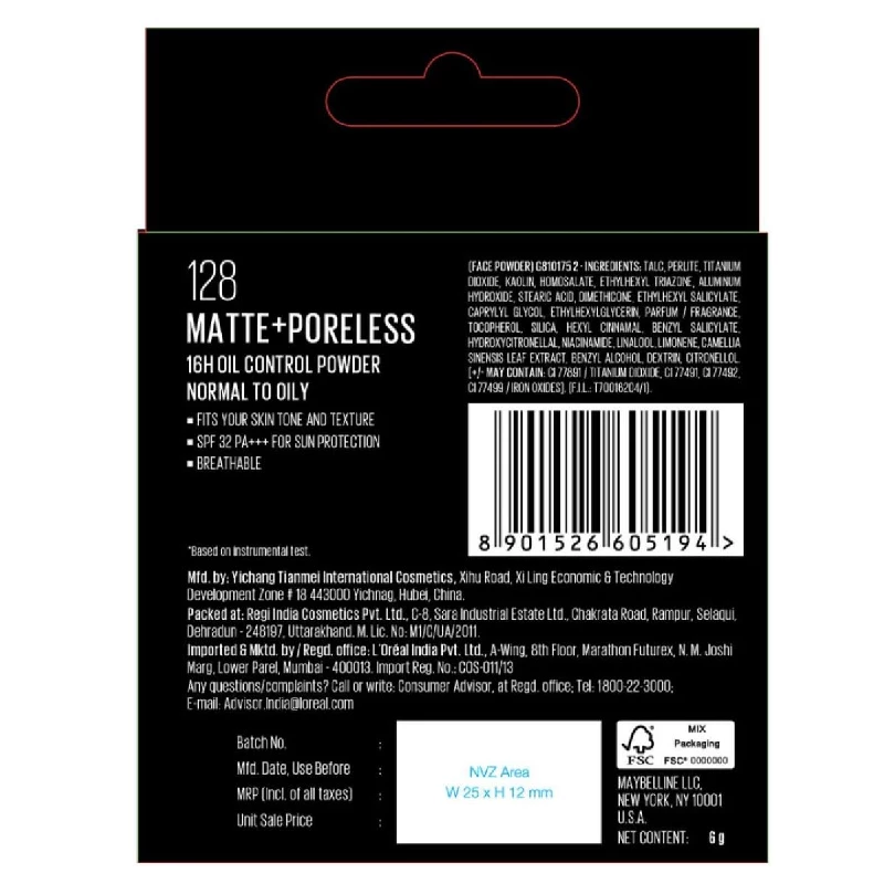 Maybelline New York Fit Me Matte + Poreless Compact Powder - 128 Warm Nude - Image 10