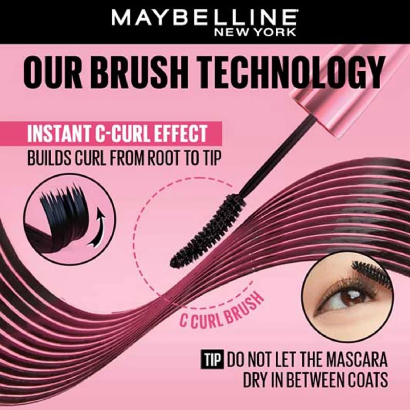Maybelline New York Hyper Curl Mascara - Waterproof Very Black - Image 4