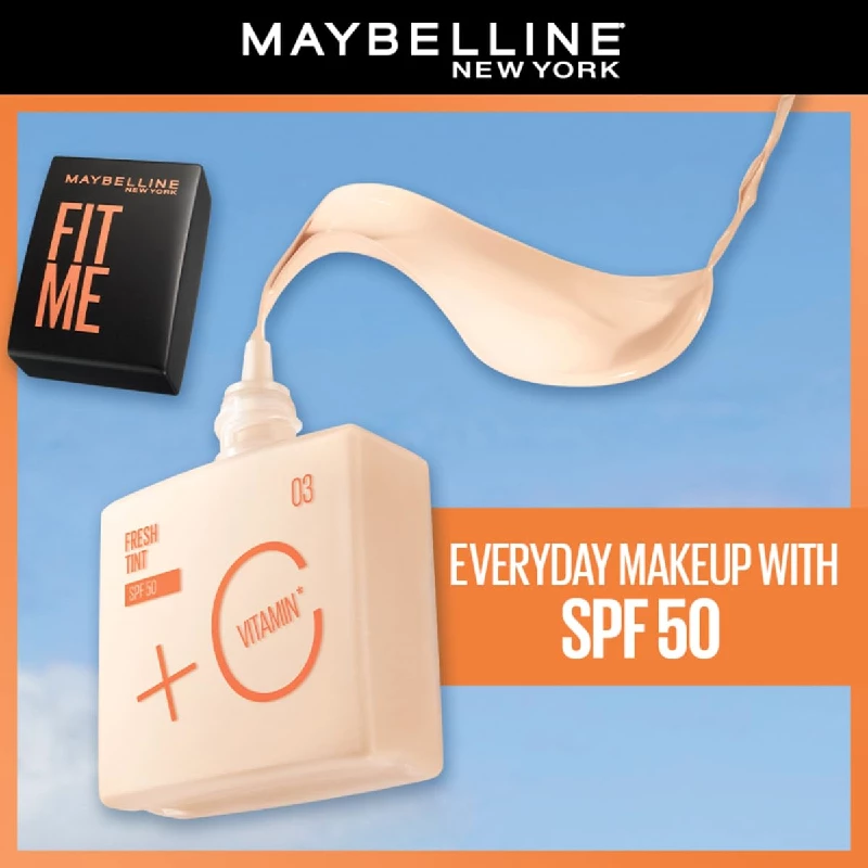 Maybelline New York Liquid Foundation For Lightweight Skin Tint With Spf 50 & Vitamin C (Shade 03) - Image 5