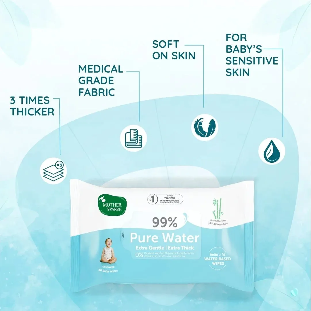 Mother Sparsh 99% Pure Water Unscented Baby Wipes - Image 3