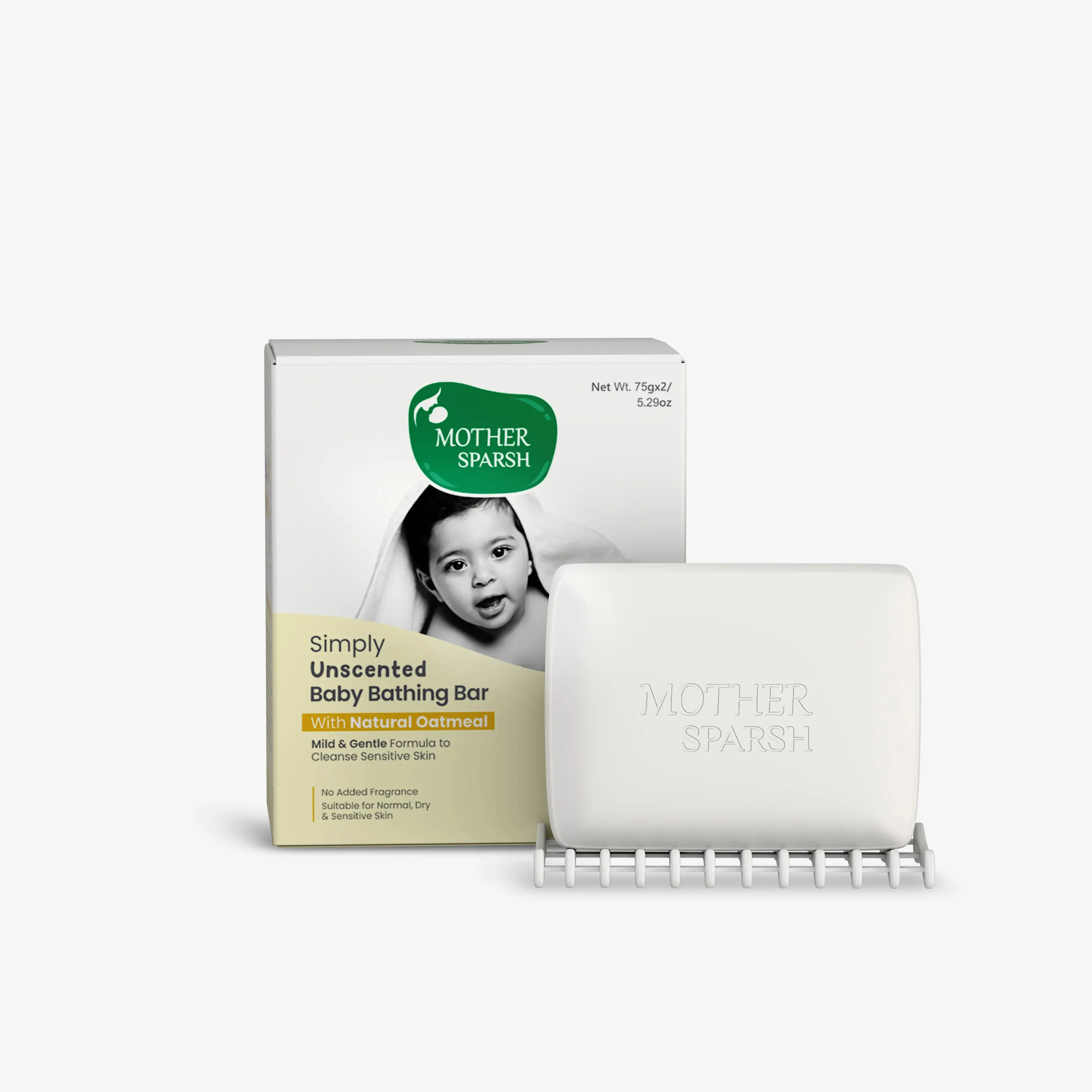 Mother Sparsh Simply Unscented Baby Bathing Bar - Unscented Soap Mother Sparsh Simply Unscented Baby Bathing Bar - Unscented Soap-Pack Size-75g x 2