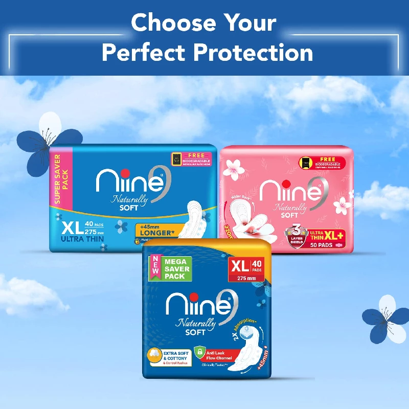 NIINE Naturally Soft Regular Sanitary Napkins (Pack of 4) - Image 7