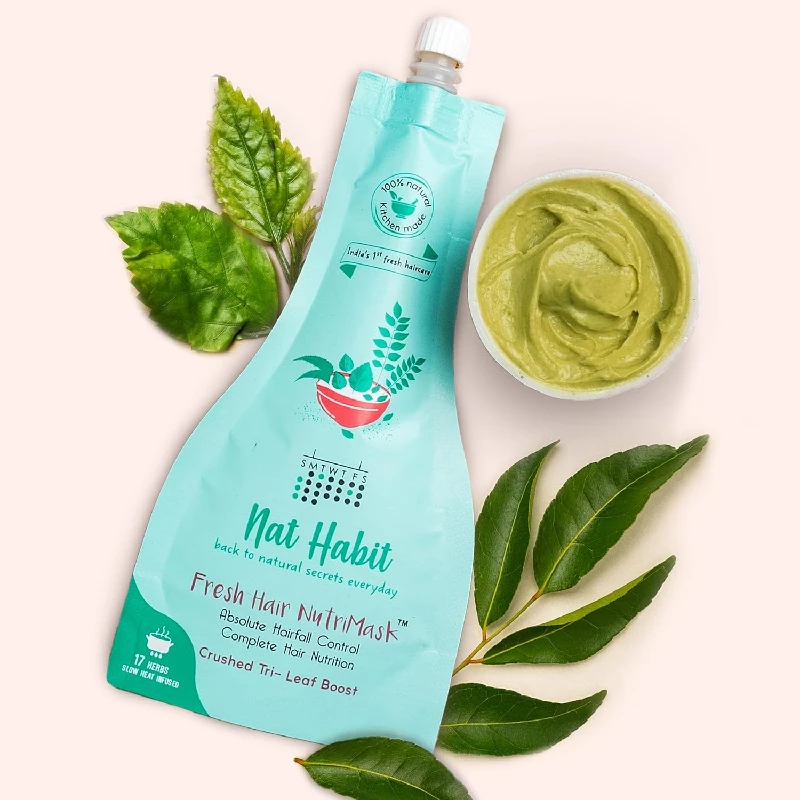 Nat Habit Crushed Tri-Leaf Nutri Hair Mask 40 g & Chandan Nagakesar Lepa For Men & Women Hairfall Control 40 g - Image 2