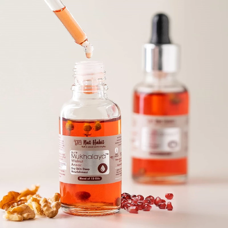 Nat Habit Walnut Anaar Mukhalaya Face Oil For Dry Skin - Image 2