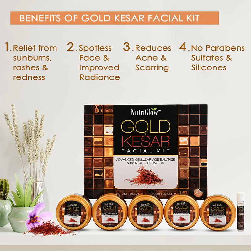 NutriGlow Gold Kesar Facial Kit For Instant Radiant Shine - Image 3