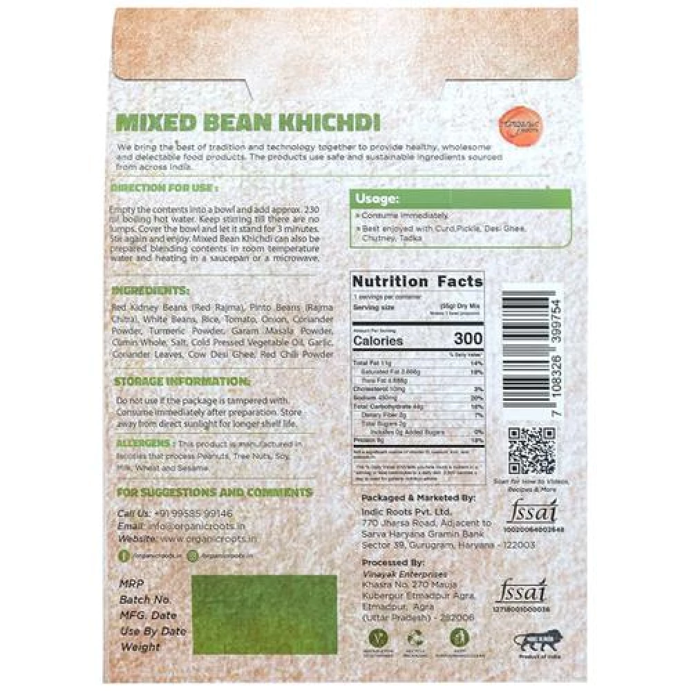 Organic Roots Mixed Bean Khichdi - Wholesome Organic Roots Mixed Bean Khichdi - Wholesome--55 g (Pack of 2)