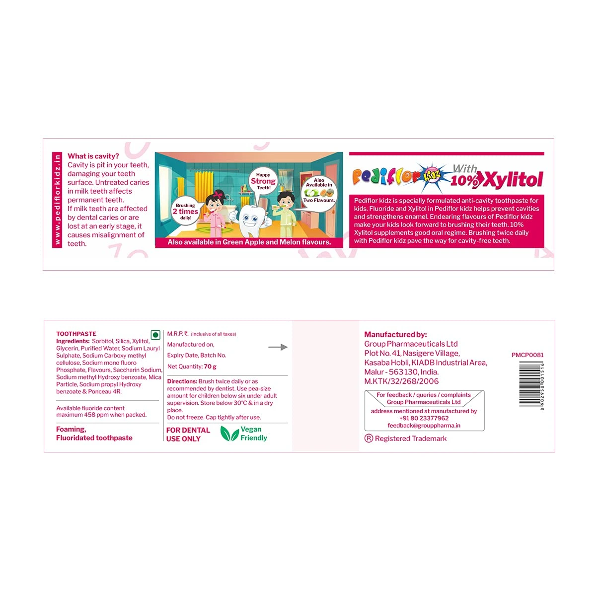 Pediflor Kidz Enamel Protection Cavity Toothpaste For Children - Image 2
