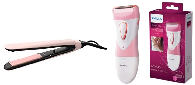 Philips BHS378-10 Kerashine Straightener & Cordless SatinShave HP6306 Philips BHS378-10 Kerashine Straightener & Cordless SatinShave HP6306-Pack Size-Combo of 2