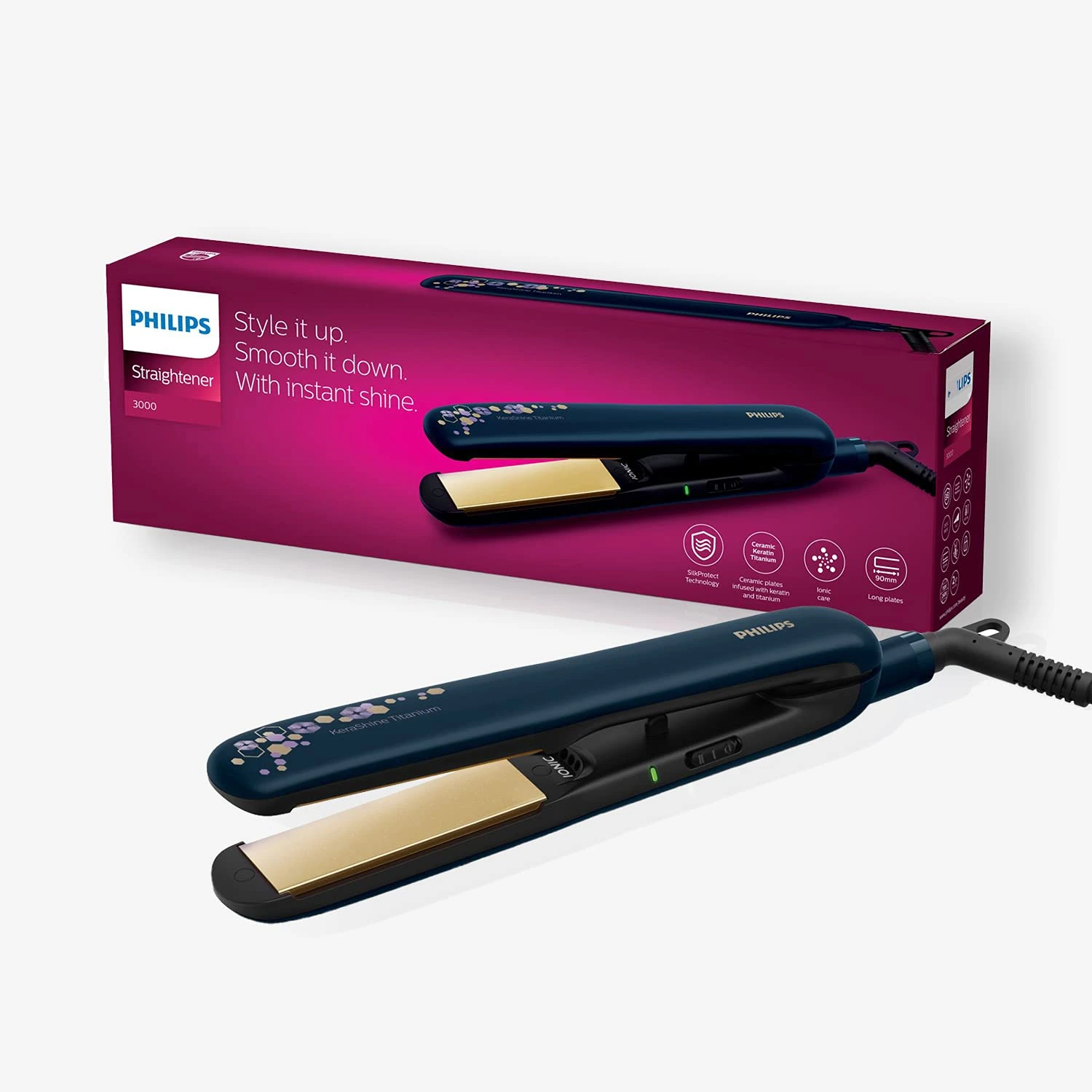 Philips Kerashine Titanium Straightener Philips Kerashine Titanium Straightener-Model No-BHS397-40