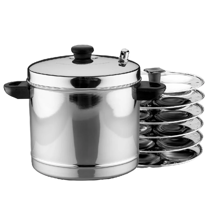 Pigeon Classic Stainless Steel Idli Cooker with Whistle Indicator 6 Plates (for 24 Idlies) Pigeon Classic Stainless Steel Idli Cooker with Whistle Indicator 6 Plates (for 24 Idlies)-Pack Size-1450 g