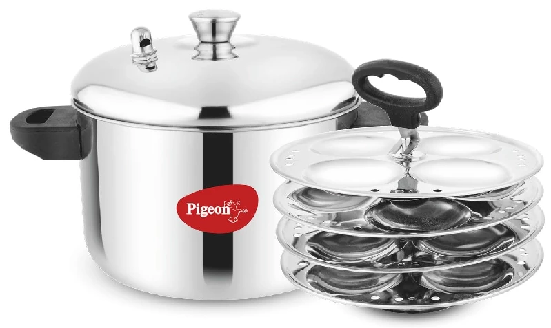 Pigeon Stainless Steel Idly Maker 4 Plates Compatible with Induction and Gas Stove Pigeon Stainless Steel Idly Maker 4 Plates Compatible with Induction and Gas Stove-Plate-4 Plates