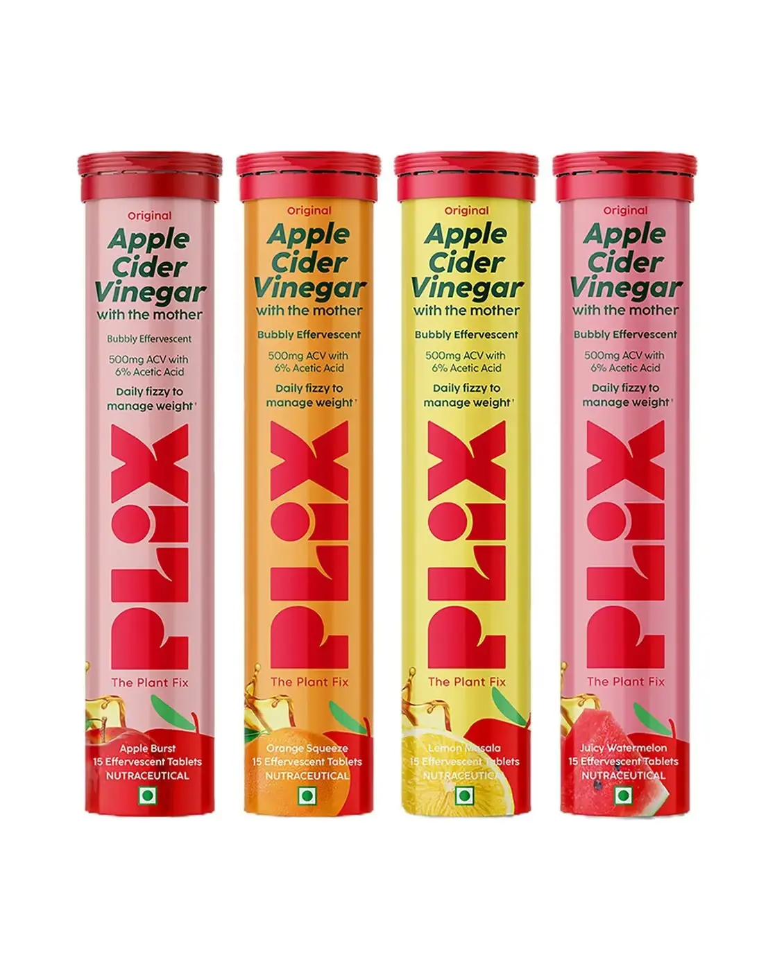 Plix The Plant Fix Apple Cider Vinegar Effervescent Tablets With Mother (variety Pack)