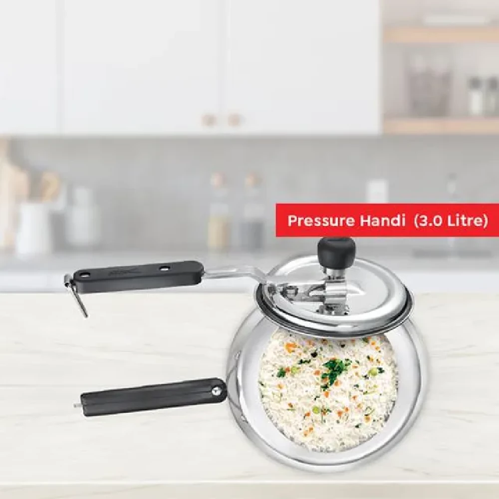 Prestige Nakshatra Plus Svachh Aluminium Spillage Control Handi Pressure Cooker - Silver - Image 3