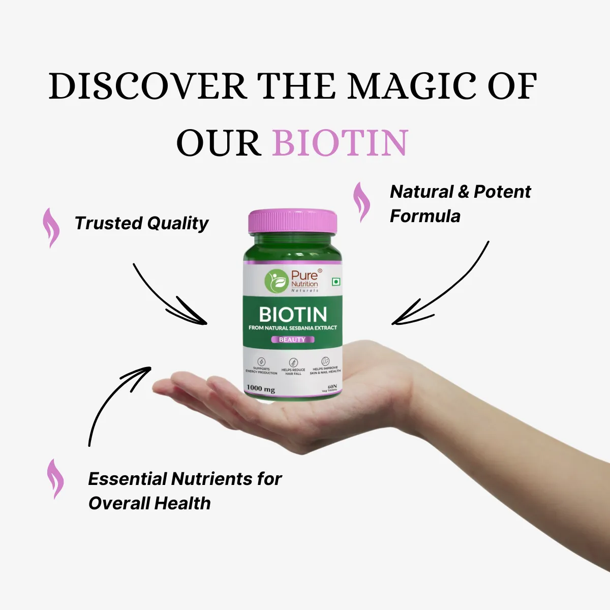 Pure Nutrition Biotin Tablet With Sesbania Extract - Image 2