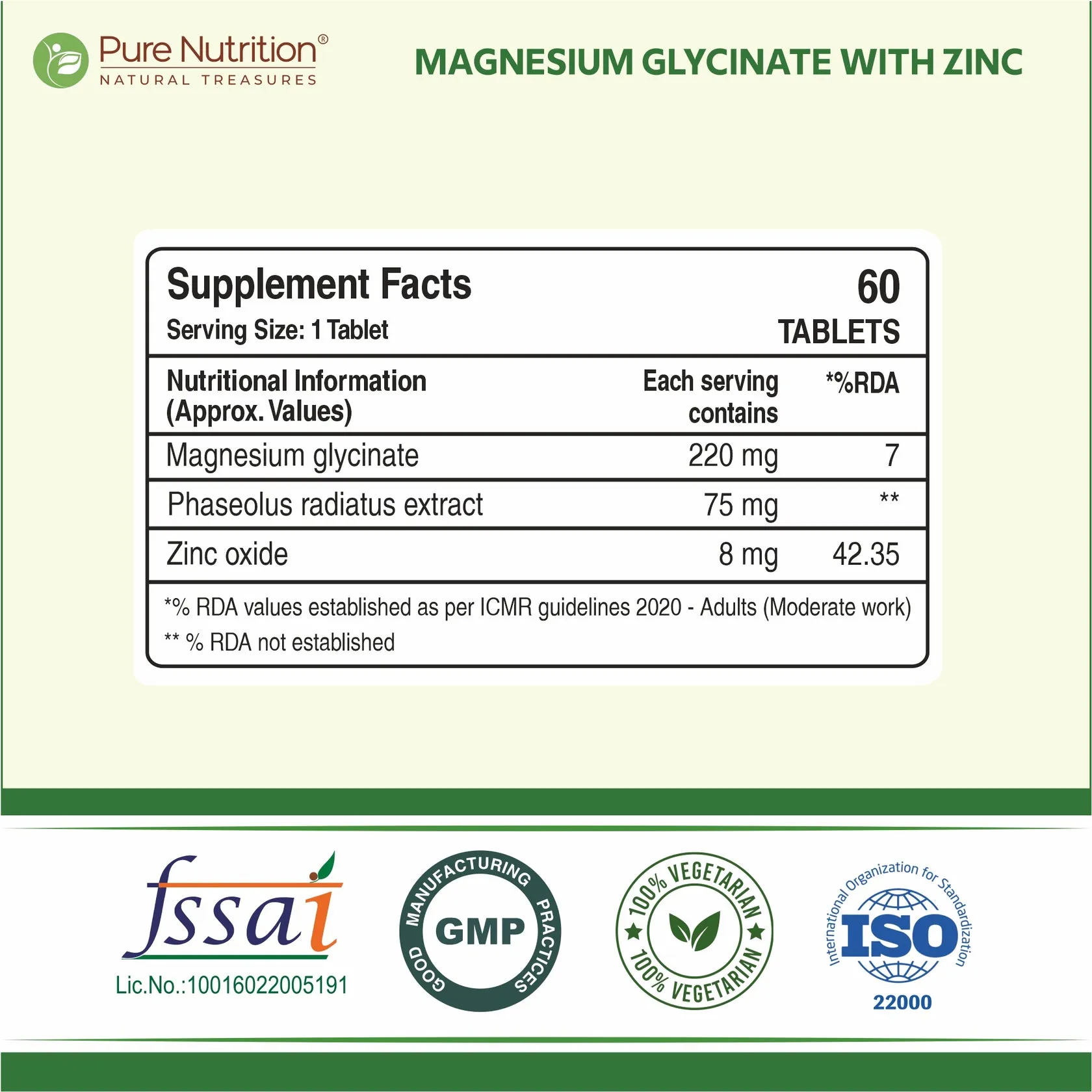 Pure Nutrition Magnesium Glycinate With Zinc - Image 3