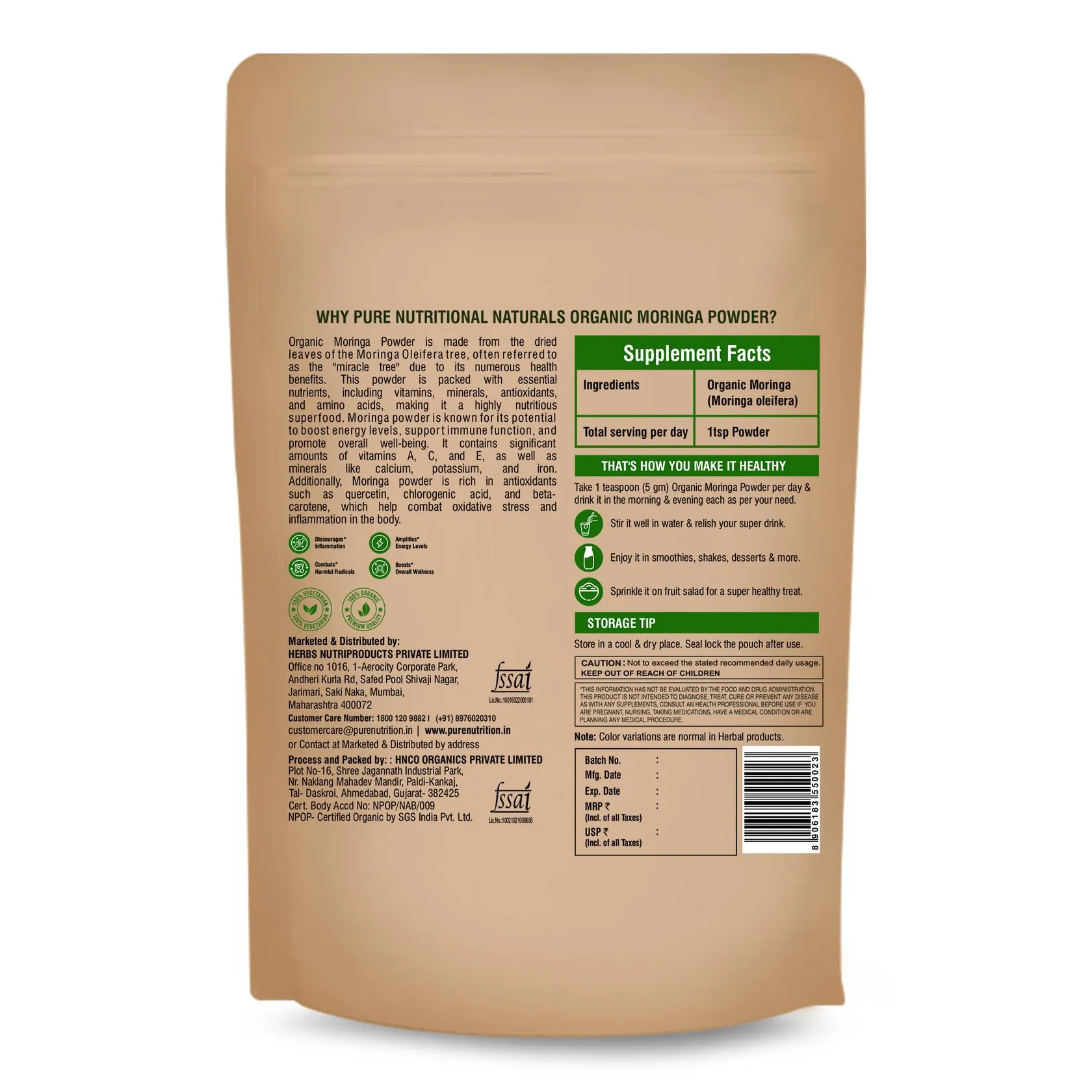 Pure Nutrition Organic Moringa Powder - Image 3