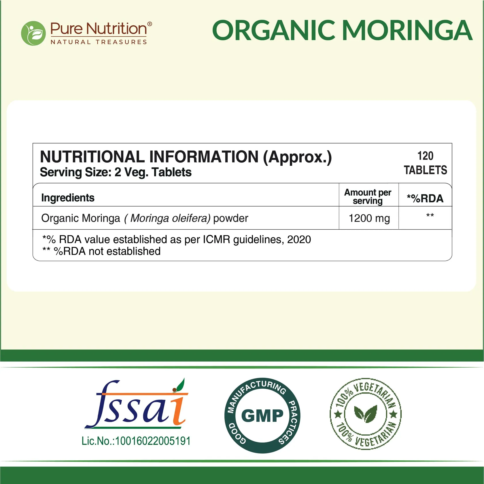 Pure Nutrition Organic Moringa Tablets - Image 4