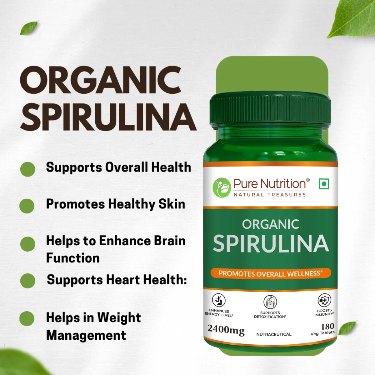 Pure Nutrition Spirulina Vegetarian Tablets - Image 2