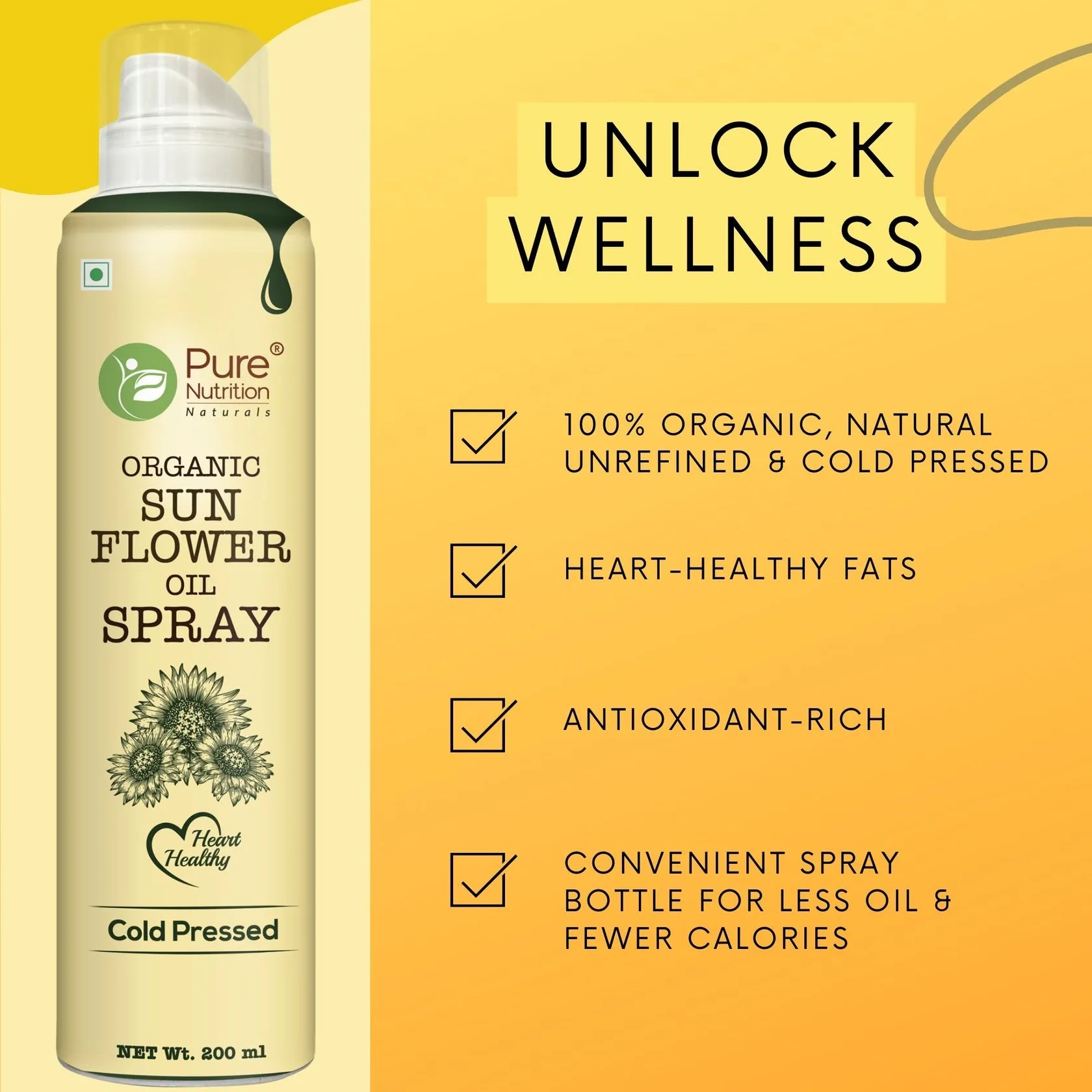 Pure Nutrition Sunflower Oil Cooking Spray - Image 2