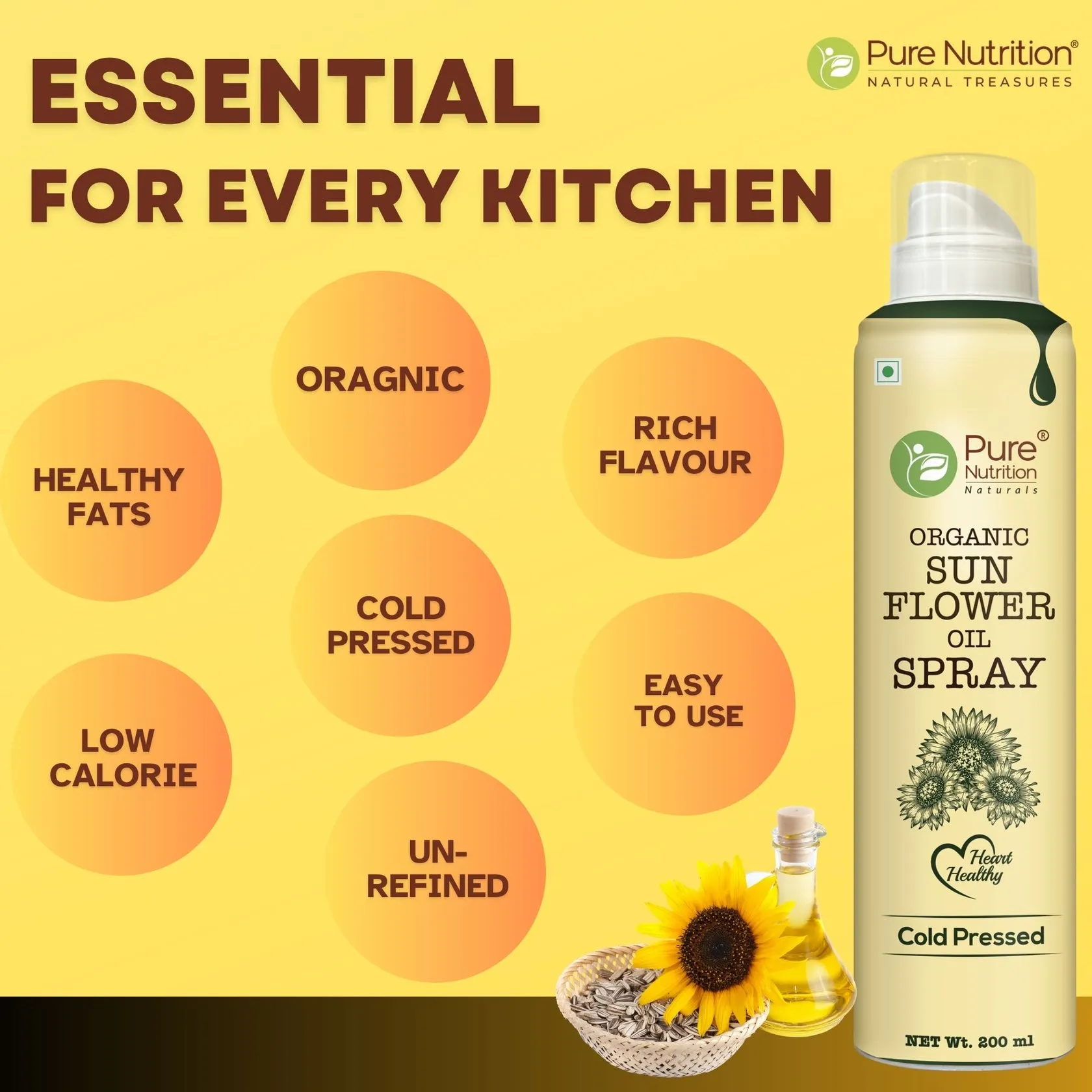 Pure Nutrition Sunflower Oil Cooking Spray - Image 4