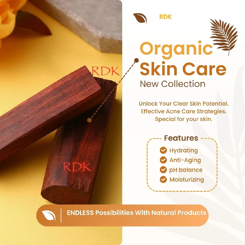 Rdk Natural Malayagiri Sandalwood Pata Board with Red and White Sandalwood Stick - Image 2