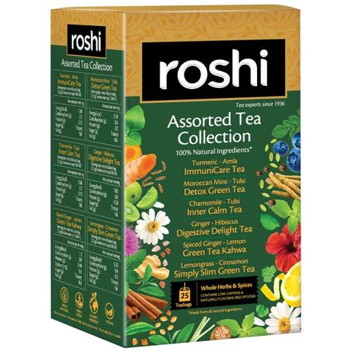 Roshi Assorted Tea Bags - Sampler Trial Pack With 6 Exotic Flavors Roshi Assorted Tea Bags - Sampler Trial Pack With 6 Exotic Flavors--48.4 g (Pack of 25)