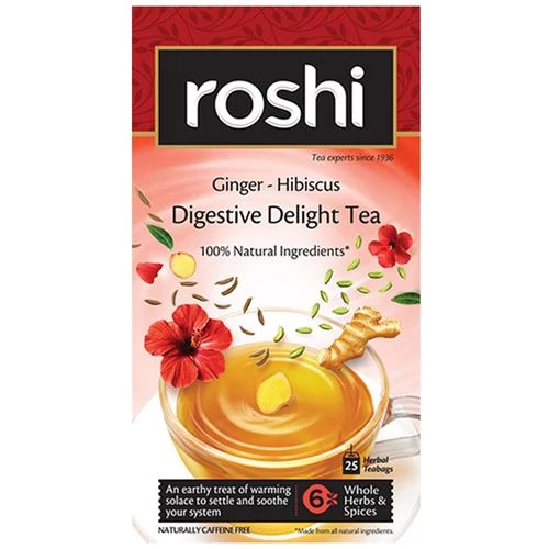 Roshi Digestive Herbal Tea - Digestive Delight With Ginger Roshi Digestive Herbal Tea - Digestive Delight With Ginger--57.5 gm (25 Bags x 2.3 gm Each)