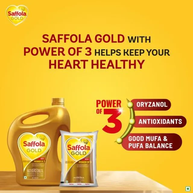 Saffola Gold Refined Cooking oil | Blended Rice Bran & Sunflower oil | Helps Keeps Heart Healthy - Image 5