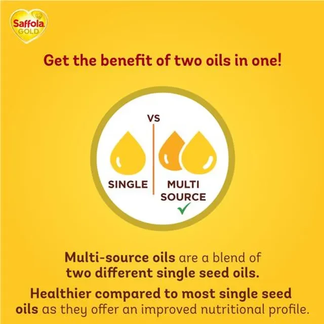 Saffola Gold Refined Cooking oil | Blended Rice Bran & Sunflower oil | Helps Keeps Heart Healthy - Image 6