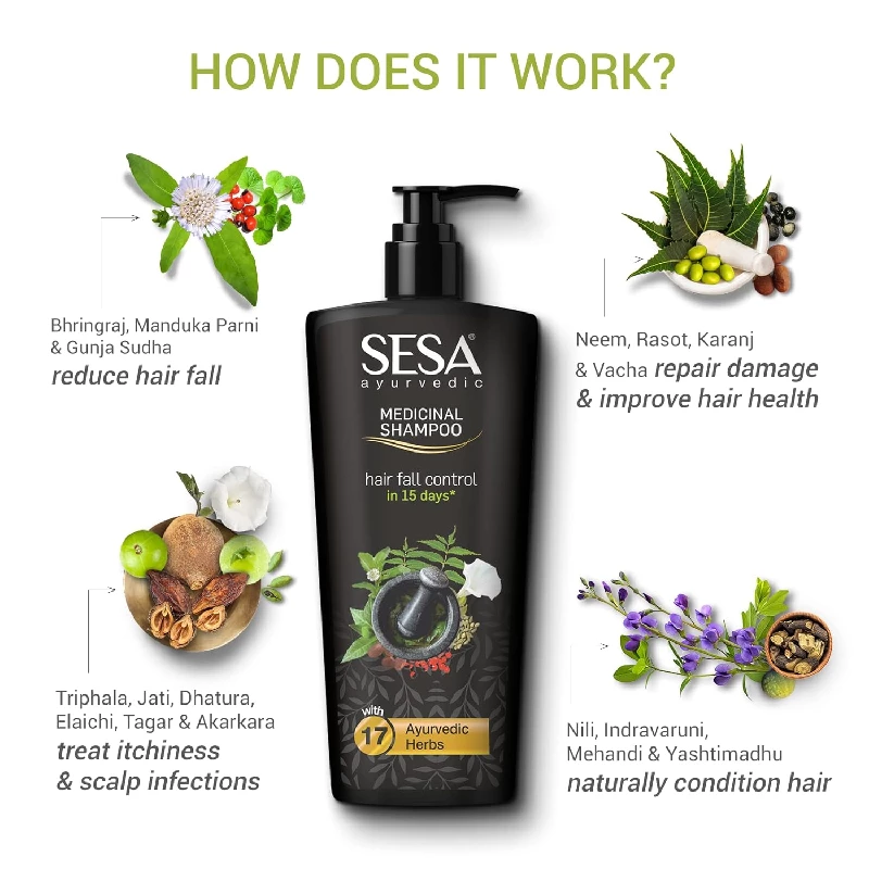 Sesa Ayurvedic Medicinal Shampoo Hairfall Control Anti Dandruff Shampoo 500 ml - Image 4