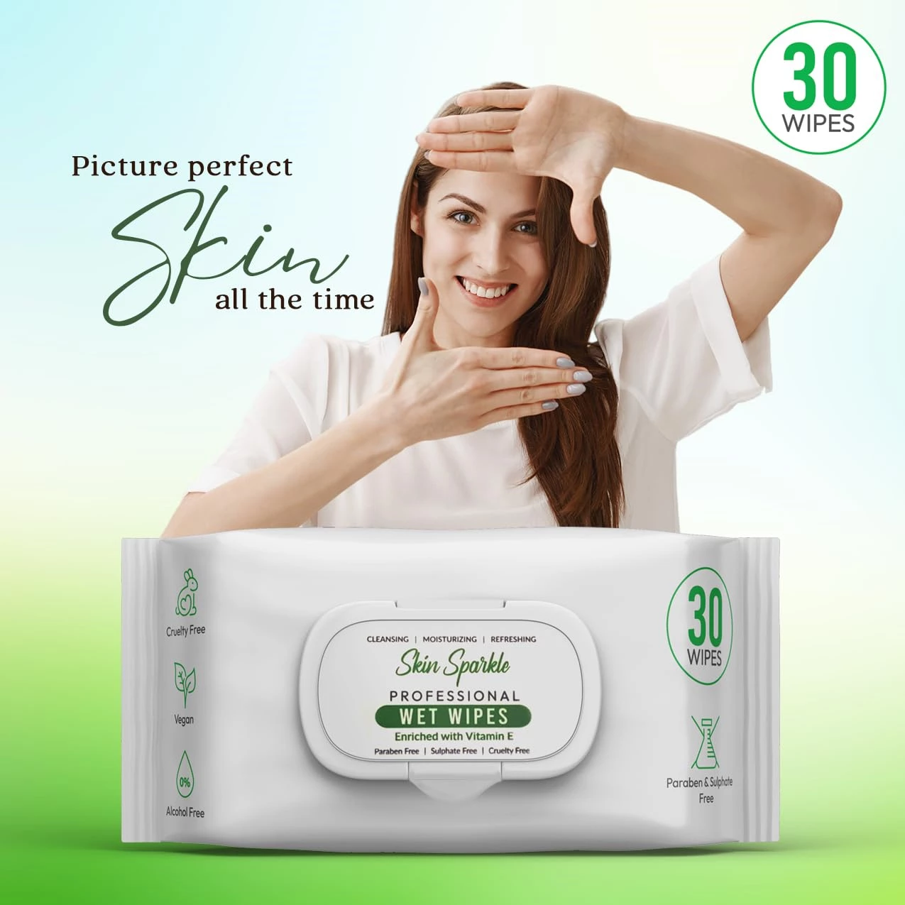 Skin Sparkle Wet Wipes Skin Sparkle Wet Wipes-Pack Size-30 Count