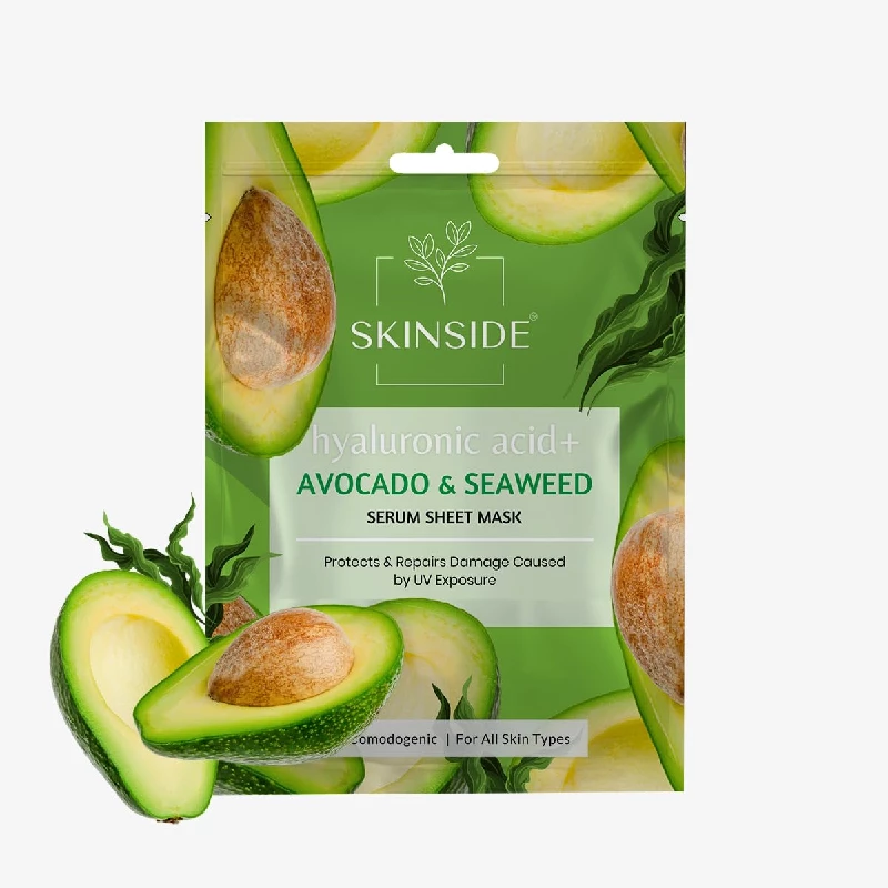 Skinside Serum Sheet Mask for Glowing Skin with Hyaluronic Acid Avocado & Sea Weed & Collagen & Berries - Image 2