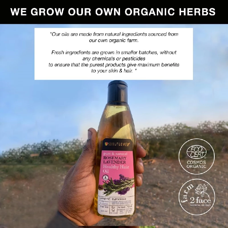 Soulflower Rosemary Lavender Hair Oil with 100% Pure & Natural Undiluted Coldpressed Oil