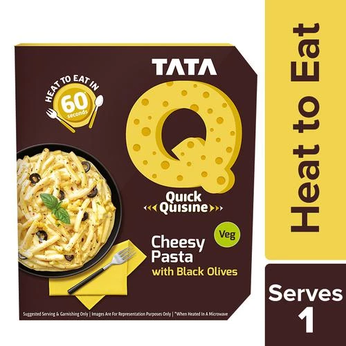 Tata Q Ready To Eat Veg Cheesy Pasta With Black Olives High Quality Ingredients