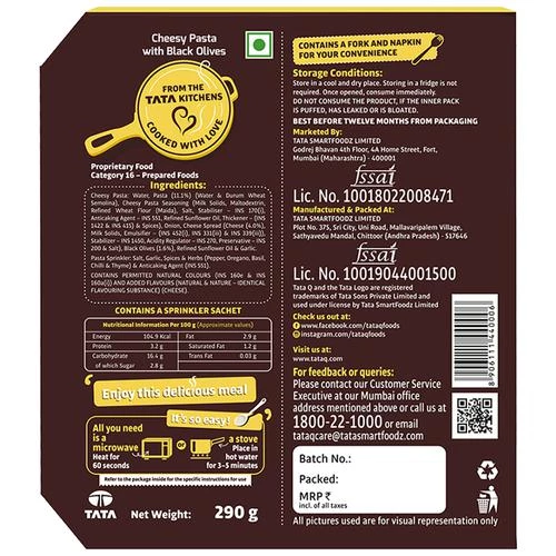 TATA Q Ready To Eat Veg Cheesy Pasta With Black Olives - High Quality Ingredients - Image 3