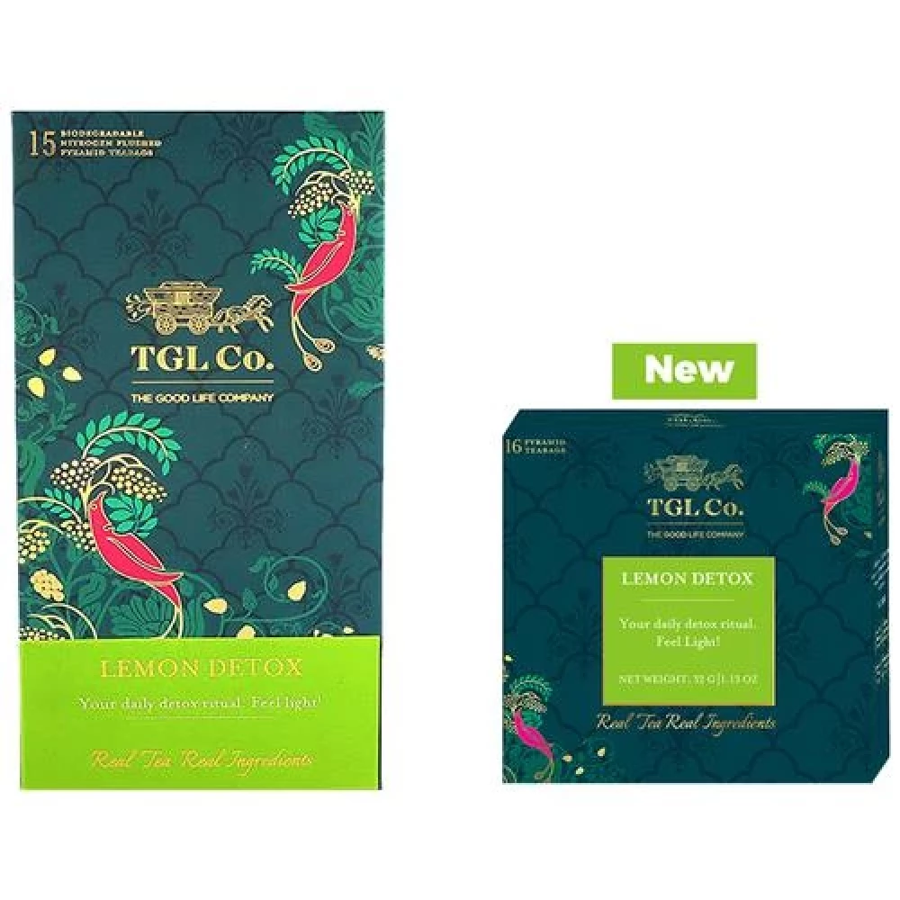 TGL Co. Lemon Detox Green Tea Bag Make Brew Iced Tea or Hot Tea TGL Co. Lemon Detox Green Tea Bag Make Brew Iced Tea or Hot Tea--32 g (16 Bags x 2 g each)