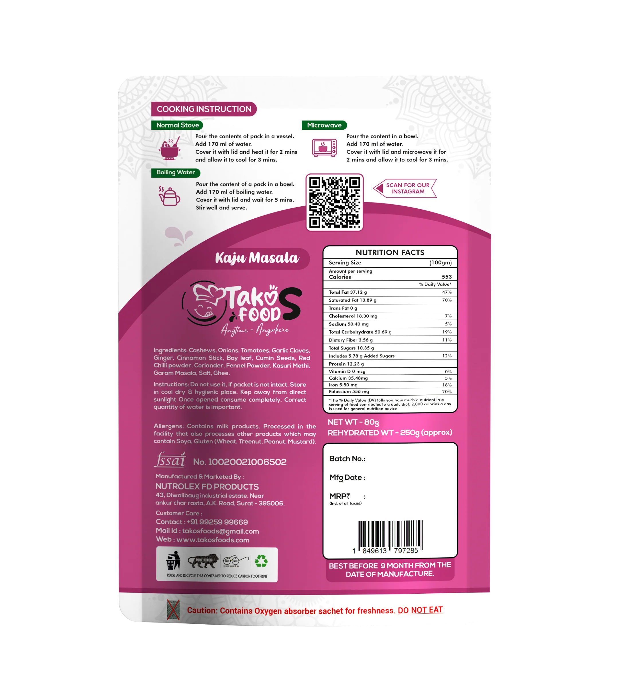 Takos Foods Kaju Masala - Image 2