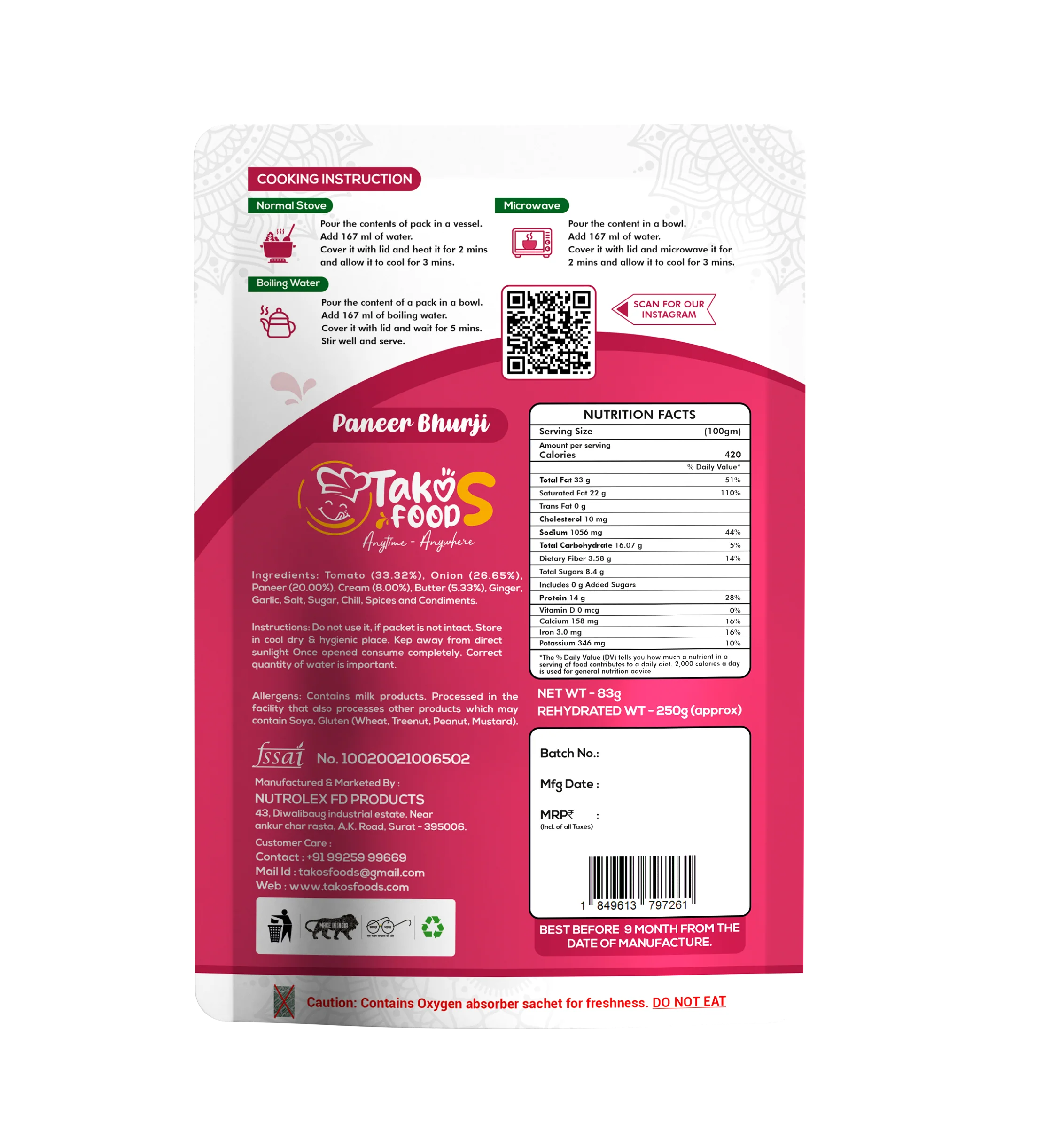 Takos Foods Paneer Bhurji - Image 2