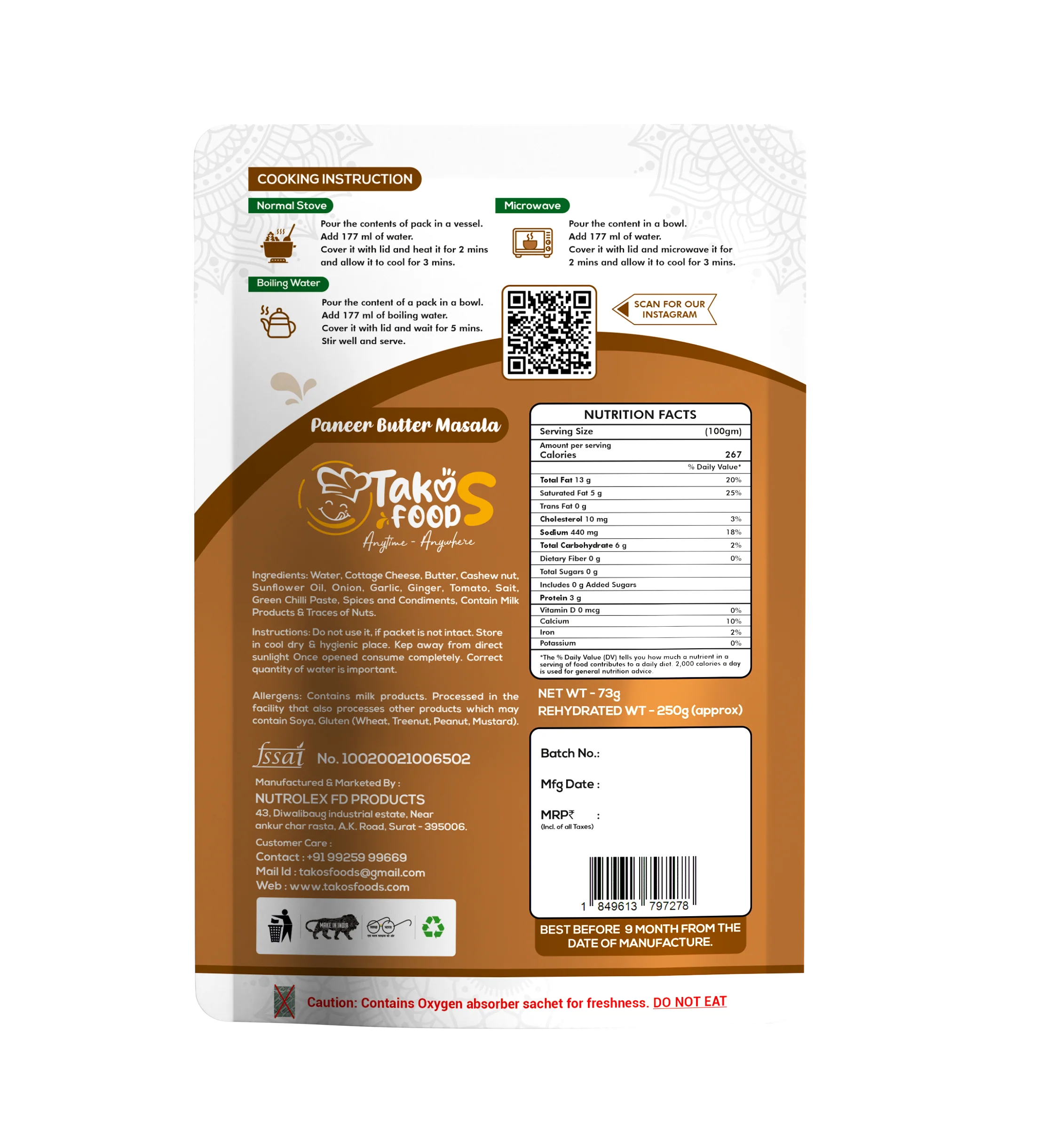 Takos Foods Paneer Butter Masala - Image 2