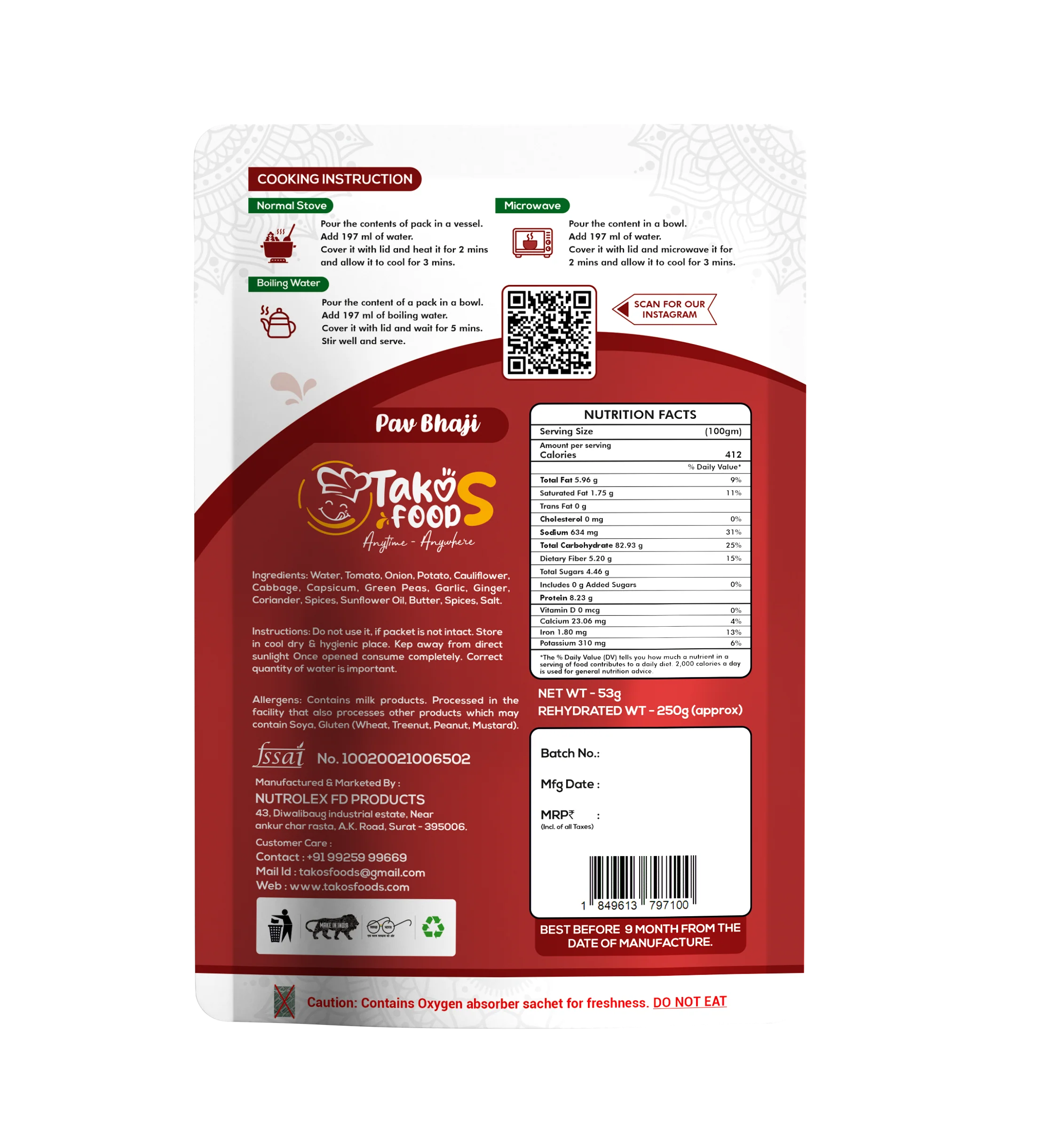 Takos Foods Pav Bhaji - Image 2